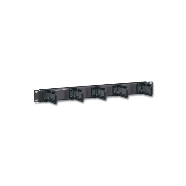 Siemon CABLE MGMT D-RING PANEL, 19"W X 1.75"H W/5 S143 HANGERS, BLACK WM-143-5